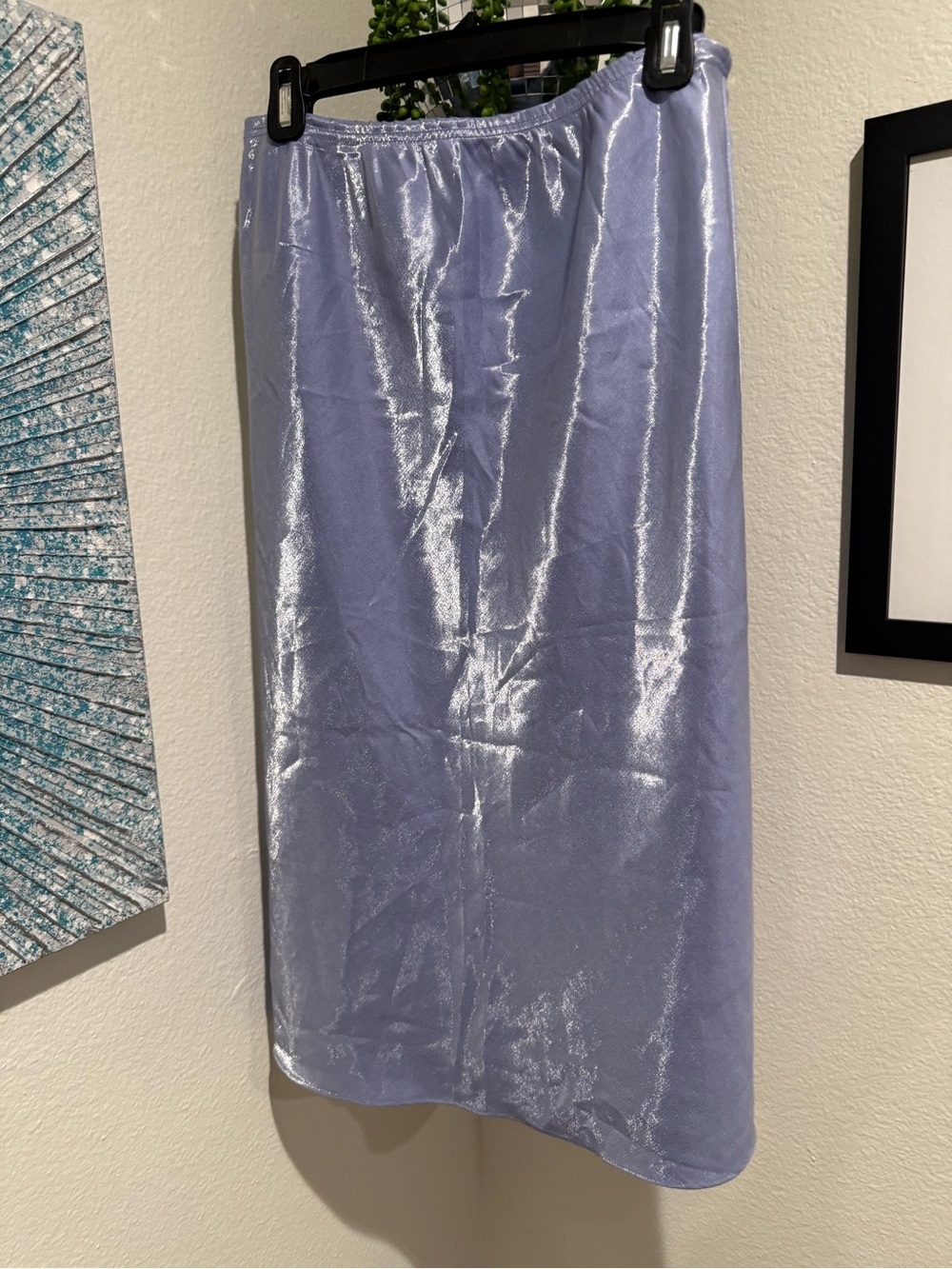 Vintage J.B.S. LTD Metallic Periwinkle Shimmer Maxi Skirt Size 16 Y2K